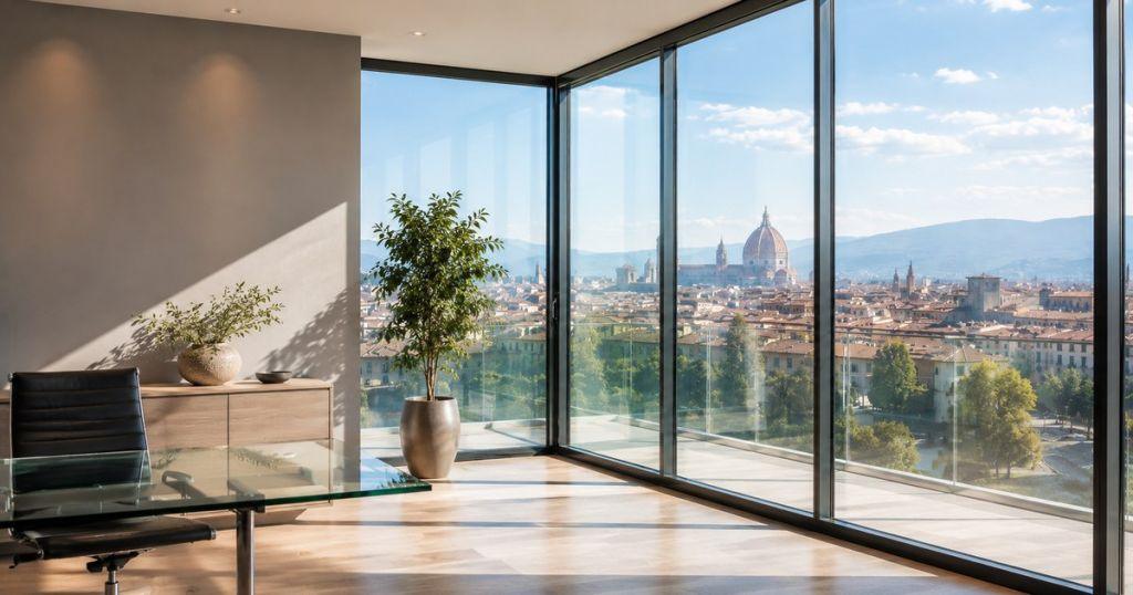 Vetrata isolante a controllo solare realizzata da Vetreria F.I.S.A. a Firenze